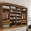 Ver imagem 2 de Guarda-roupa de Casal Orlando 4 Portas de Correr 4 Gavetas Carvalho/verde - Panorama Móveis