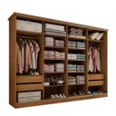 Ver imagem 4 de Guarda-roupa de Casal Orlando 4 Portas de Correr 4 Gavetas Carvalho/verde - Panorama Móveis