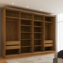 Ver imagem 6 de Guarda-roupa de Casal Orlando 4 Portas de Correr 4 Gavetas Carvalho/verde - Panorama Móveis