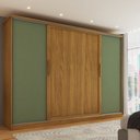 Ver imagem 1 de Guarda-roupa de Casal Orlando 4 Portas de Correr 4 Gavetas Carvalho/verde - Panorama Móveis