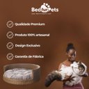 Ver imagem 3 de Cama Cachorro/Gato Médio Fibra Sintética Redonda 65x65Cm Artesanal Throne Veludo Nude - BedFurPets