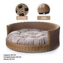 Ver imagem 2 de Cama Cachorro/Gato Médio Fibra Sintética Redonda 65x65Cm Artesanal Throne Veludo Nude - BedFurPets