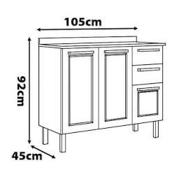 Balcão de Cozinha de Aço Florença Branco Itatiaia - 3