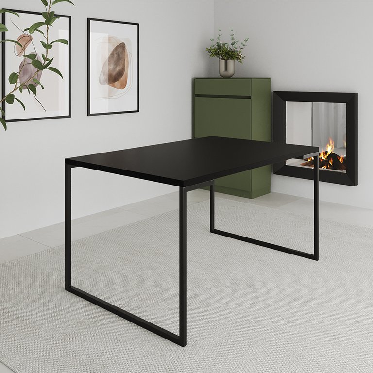 Mesa de Jantar Industrial Preta Manchester Mesa de Jantar Industrial Preta Manchester