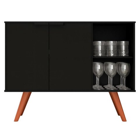 Balcao Buffet Mila 2 Portas Bp 90 Cm Eratto Moveis - Preto