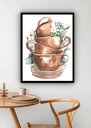 Ver imagem 1 de Quadro Decorativo Xícaras Empilhadas Cozinha - 70x50cm:moldura Branca