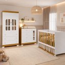 Ver imagem 1 de Quarto Completo para Quarto de Bebê Berço 3 em 1, Guarda-Roupa 2 Portas, Cômoda Sapateira 100% MDF