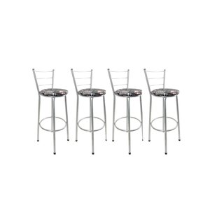 Kit 4 Banquetas Alta Prata Cozinha Gourmet Americana Balcão:cerveja