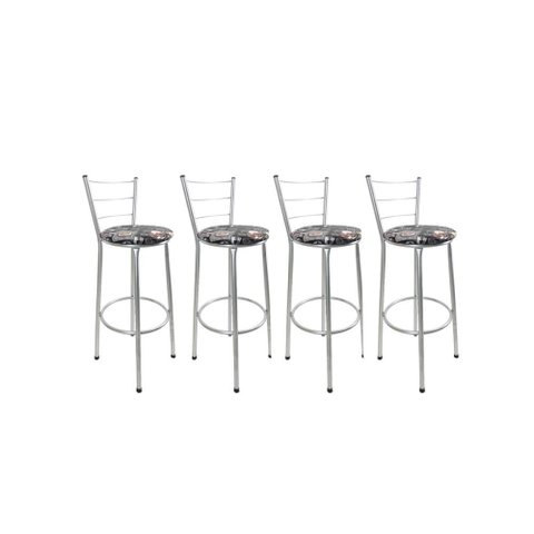 Kit 4 Banquetas Alta Prata Cozinha Gourmet Americana Balcão:cerveja