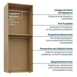 Estante 3 Módulos 10 Portas 3 Kit Prateleiras 3 Gavetas Frame Cabecasa MadeiraMadeira   - 5