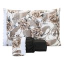 Ver imagem 1 de Jogo De Lençol Estampado Casal Queen 03 Peças Flores Marrom