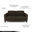 Ver imagem 3 de Sofá Sala de Estar Living 3 Lugares 240cm Presley Pés Madeira Veludo Marrom G52 - Gran Belo