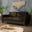 Ver imagem 1 de Sofá Sala de Estar Living 3 Lugares 240cm Presley Pés Madeira Veludo Marrom G52 - Gran Belo