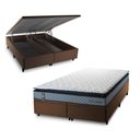 Ver imagem 1 de Conjunto Box Baú Super King Chicago Marrom 193x203x64 Espuma D33