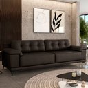Ver imagem 1 de Sofá Living 4 lugares 292cm Agostino Pés Design em Ferro Couro Marrom G52 - Gran Belo