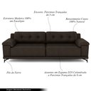 Ver imagem 3 de Sofá Living 4 lugares 292cm Agostino Pés Design em Ferro Couro Marrom G52 - Gran Belo