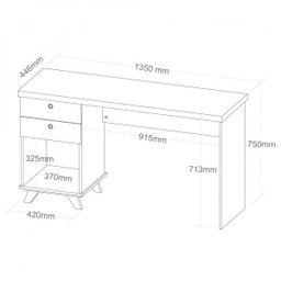 Escrivaninha Retrô 2 Gavetas Sky Artany - 2 Escrivaninha Retrô 2 Gavetas Sky Artany - 2