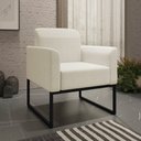Ver imagem 2 de Kit 2 Poltronas Decorativas Base Industrial Preta Maressa A19 Linho Grosso Bege - Ibiza