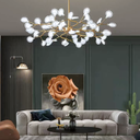 Ver imagem 4 de Lustre Teto 110cm Ramos de Árvore 54 Leds Luminária Metal Dourado Gimpo Ra-54-gold-lolli