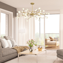Ver imagem 7 de Lustre Teto 110cm Ramos de Árvore 54 Leds Luminária Metal Dourado Gimpo Ra-54-gold-lolli