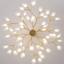 Ver imagem 3 de Lustre Teto 110cm Ramos de Árvore 54 Leds Luminária Metal Dourado Gimpo Ra-54-gold-lolli