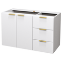 Ver imagem 2 de Balcão Móvel Gabinete Mdf para Banheiro sem Tampo sem Cuba 80cm Gavetas Lado Direito Puxador Dourado