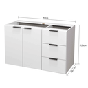 Ver imagem 3 de Balcão Móvel Gabinete Mdf para Banheiro sem Tampo sem Cuba 80cm Gavetas Lado Direito Puxador Dourado