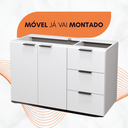 Ver imagem 6 de Balcão Móvel Gabinete Mdf para Banheiro sem Tampo sem Cuba 80cm Gavetas Lado Direito Puxador Dourado