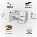 Ver imagem 4 de Balcão Móvel Gabinete Mdf para Banheiro sem Tampo sem Cuba 80cm Gavetas Lado Direito Puxador Dourado