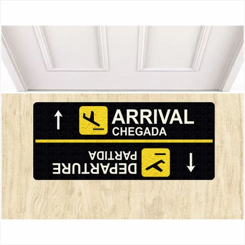 Capacho Tapete Arrival e Departure 70x30 Cm Antiderrapante.