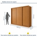 Ver imagem 3 de Guarda Roupa Casal 3 Portas de Correr e 6 Gavetas 242cm Premium Jade