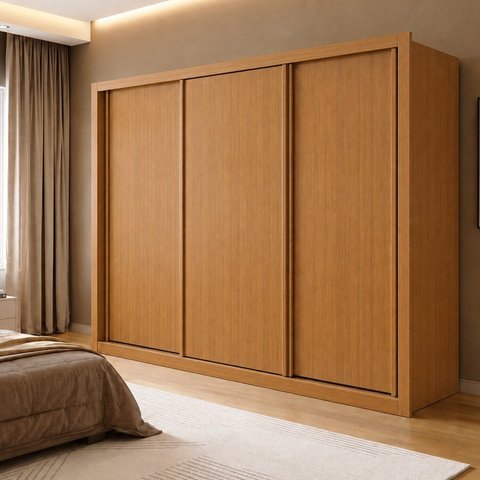 Guarda Roupa Casal 3 Portas de Correr e 6 Gavetas 242cm Premium Jade