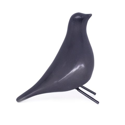 Escultura Pássaro Pomba Cerâmica para Escritório Preto 15 Cm F04 - D’Rossi