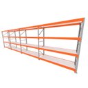 Ver imagem 1 de Mini Porta Pallet 200 Kg por Nivel Inicial +3 Continuação com 4 Niveis Laranja com Mdf Branco