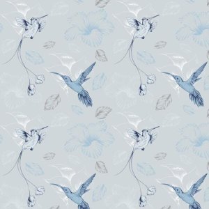 Papel Parede Beija Flor Azul Adesivo Decorativo Sala Quarto