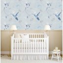 Ver imagem 5 de Papel Parede Beija Flor Azul Adesivo Decorativo Sala Quarto