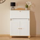 Ver imagem 1 de Escrivaninha Mesa Madeira Secretária Escritório 2 Portas Branco Madeirado David Idimex