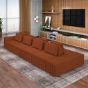 Ver imagem 1 de Sofá Ilha com Encosto e Almofadas Móveis Olimpo 505cm Modulado Linho Terracota G45 - Gran Belo
