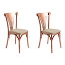 Ver imagem 1 de Kit 2 Cadeiras de Jantar Paris Luxo Estrutura Aço Cobre Conforto para Mesa de Jantar - Cobre/Bege
