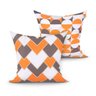 Capa Almofada Laranja Estampada Geométrica para Sala Kit com 2 Unidades 45cm x 45cm com zíper - 1
