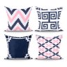 Almofada para Cama Rosa e Azul geométrica Estampada 4 Unidades 45cm x 45cm com Refil de Silicone Mac - 1