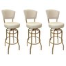 Kit 3 Banquetas Bar Giratória Altura 65cm com Encosto Cor Dourado Fosco Assento Grosso Cor Off White - 1