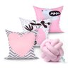 Almofada para Cama Coração Estampada Rosa 3 Unidades 45cm x 45cm com Refil + Almofada Nó Escandinavo - 1