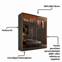 Ver imagem 4 de Guarda Roupa Casal 2 Portas Correr Vidro Reflecta com LED 200cm x 55,8cm x 230cm 100% MDF Cor: