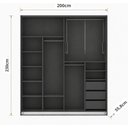 Ver imagem 3 de Guarda Roupa Casal 2 Portas Correr Vidro Reflecta com LED 200cm x 55,8cm x 230cm 100% MDF Cor:
