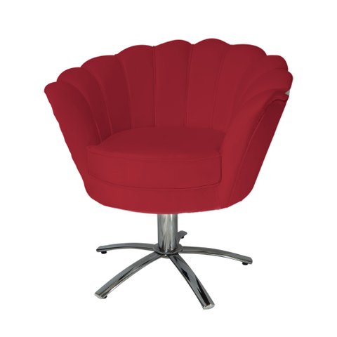Poltrona Decorativa Pétala Base Giratória Metal Suede Vermelho Ms Decor