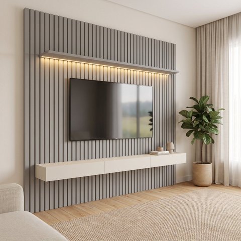 Painel para TV até 90 Polegadas 228cm com LED e 3 Gavetas