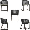 Ver imagem 5 de Mesa com 4 Cadeiras de Jantar Roma 100cm e Noronha em Aluminío Marrom Corda Nautica Estofado 8 Trama