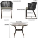 Ver imagem 2 de Mesa com 4 Cadeiras de Jantar Roma 100cm e Noronha em Aluminío Marrom Corda Nautica Estofado 8 Trama