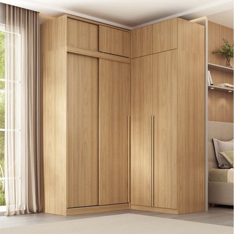 Guarda-Roupa Modular de Canto 4 Peças 8 Portas com 4 Portas de Correr Jade CabeCasa MadeiraOriginals Amarelo/Avelã